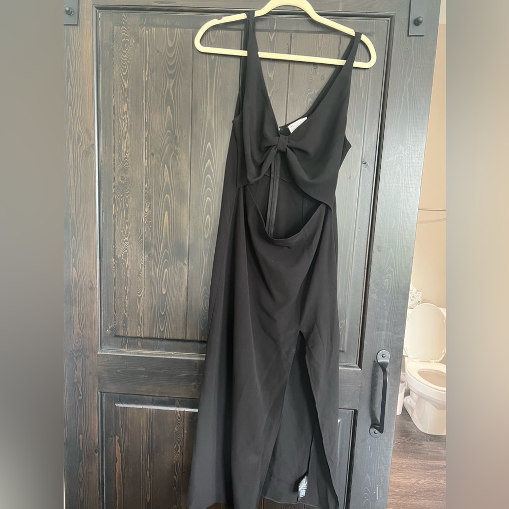 Black midi dress with slit